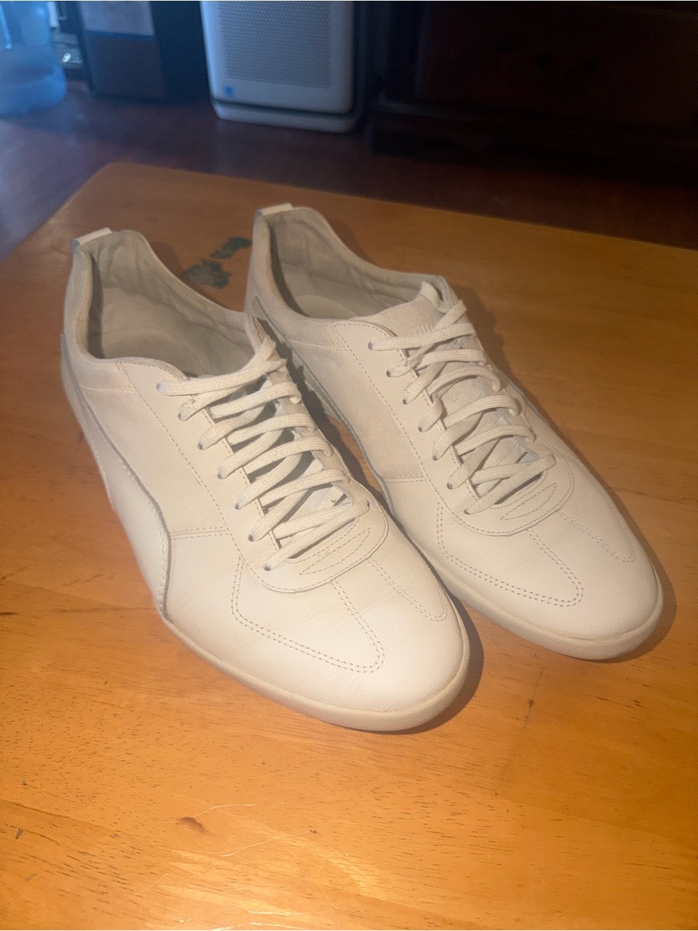 Puma White Leather/White Suede Speedcat OG Driving/Racing Shoes
